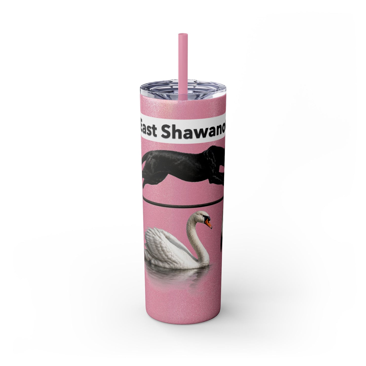 Shawnee East Skinny 20oz Tumbler with Straw — East Shawano River Swan & Otter Design