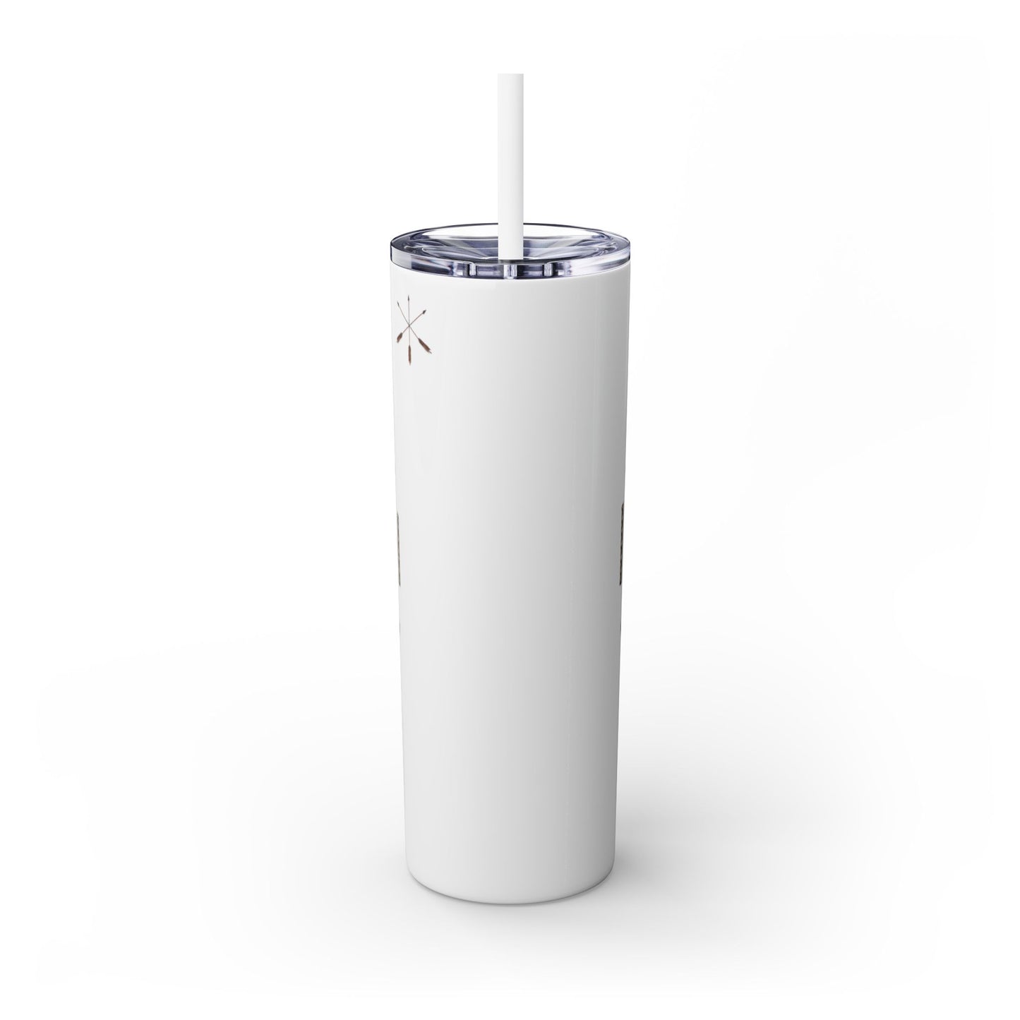 Delaware East Personalized 20oz Skinny Tumbler with Straw — Custom Name Tribal Crest Design