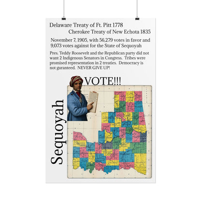 Sequoyah Historical Map Poster — Treaty of Ft. Pitt & New Echota (Rolled Poster)