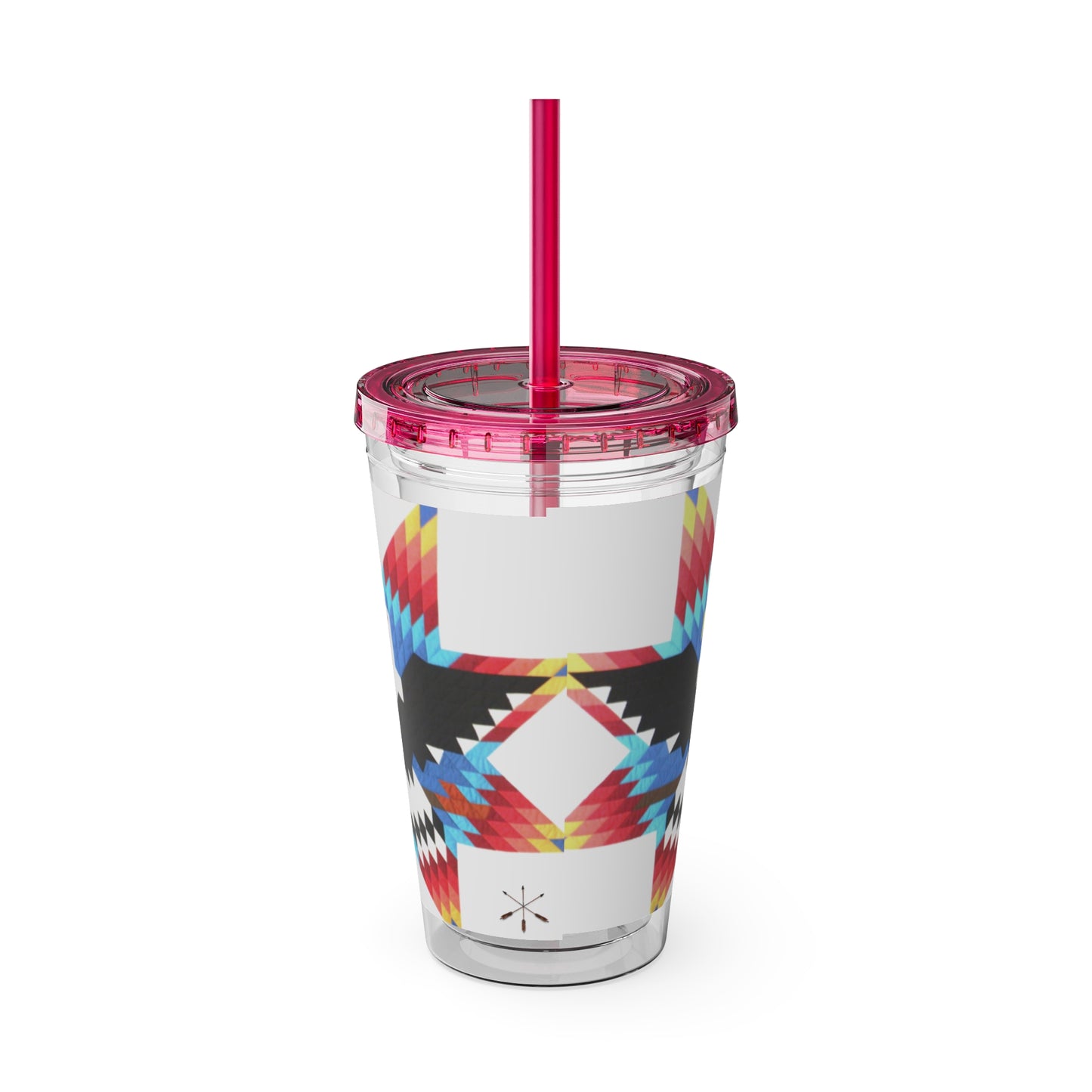 Onci 16oz Sunsplash Tumbler with Straw — Southwestern Eagle Pattern, Insulated Travel Cup