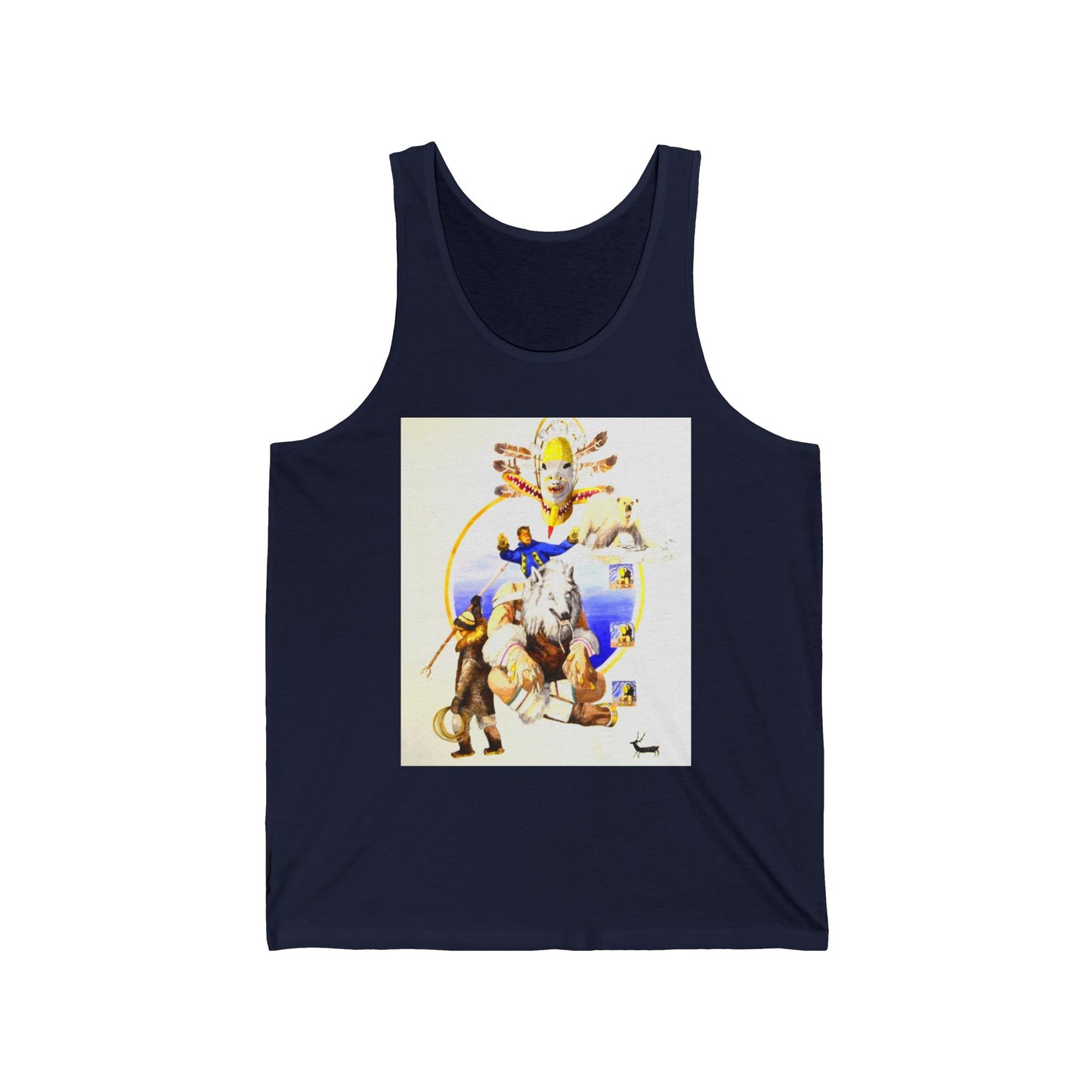 Inupiat/Yupik Wildlife Art Tank Top — Vintage Woodland Animal & Arrow Graphic
