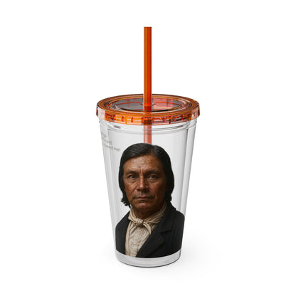 Chitto Harjo 16oz Portrait Tumbler with Straw — Historical Figure Illustration