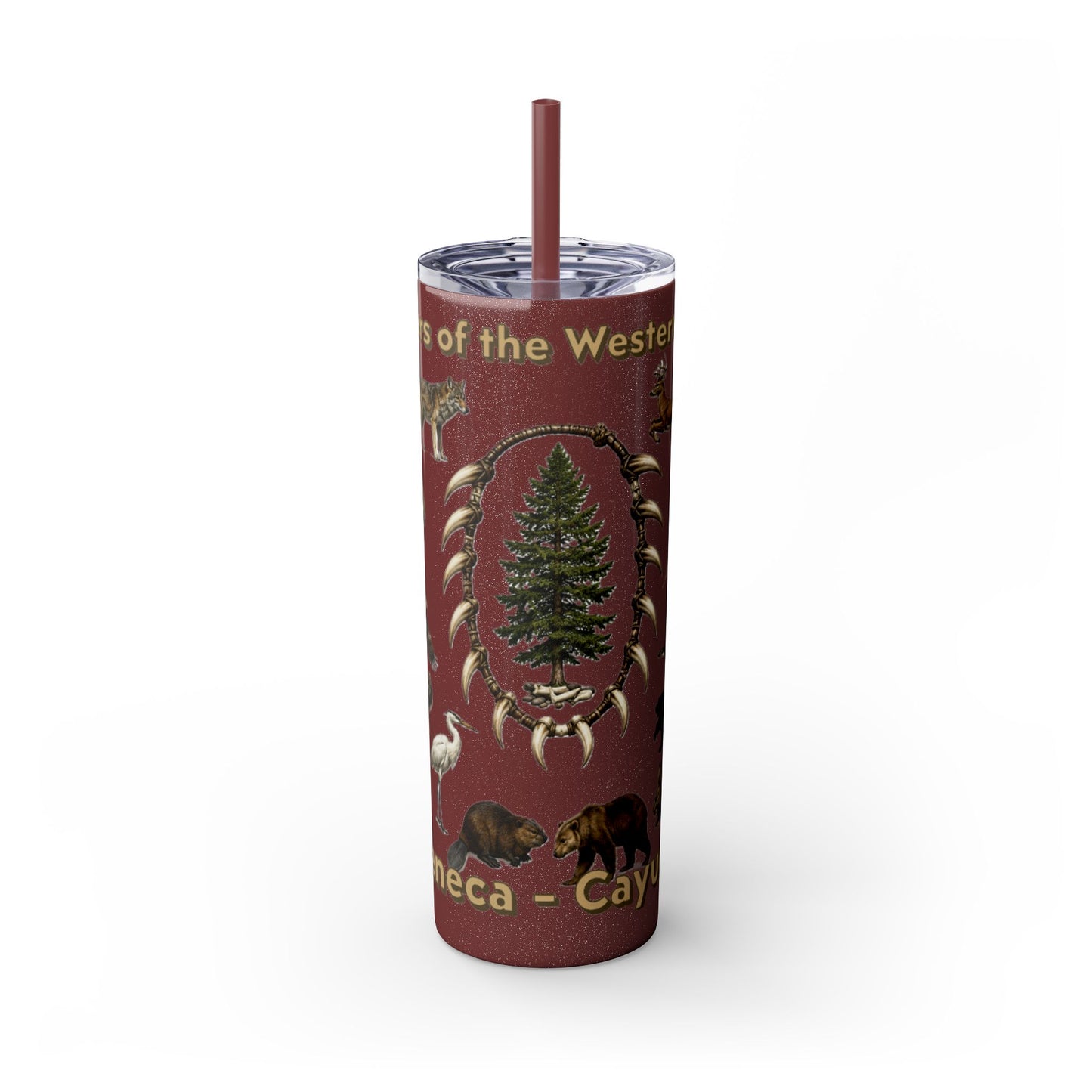 Seneca Cayuga Skinny Tumbler with Straw, 20oz