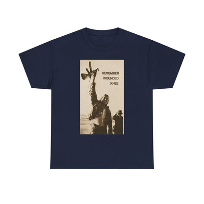 T-Shirt — 'Remember Wounded Knee' Historical Protest Tee with Arrow Emblem