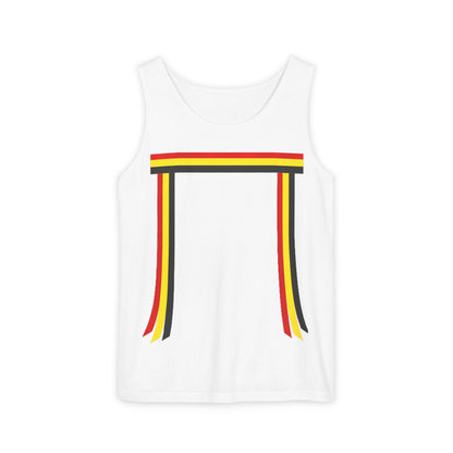 Ribbon shirt inspired Tank Top — Red Black Gold Striped Graphic Tank