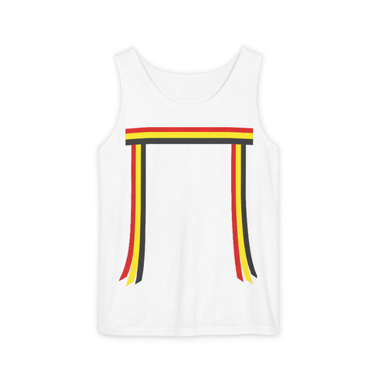 Ribbon shirt inspired Tank Top — Red Black Gold Striped Graphic Tank