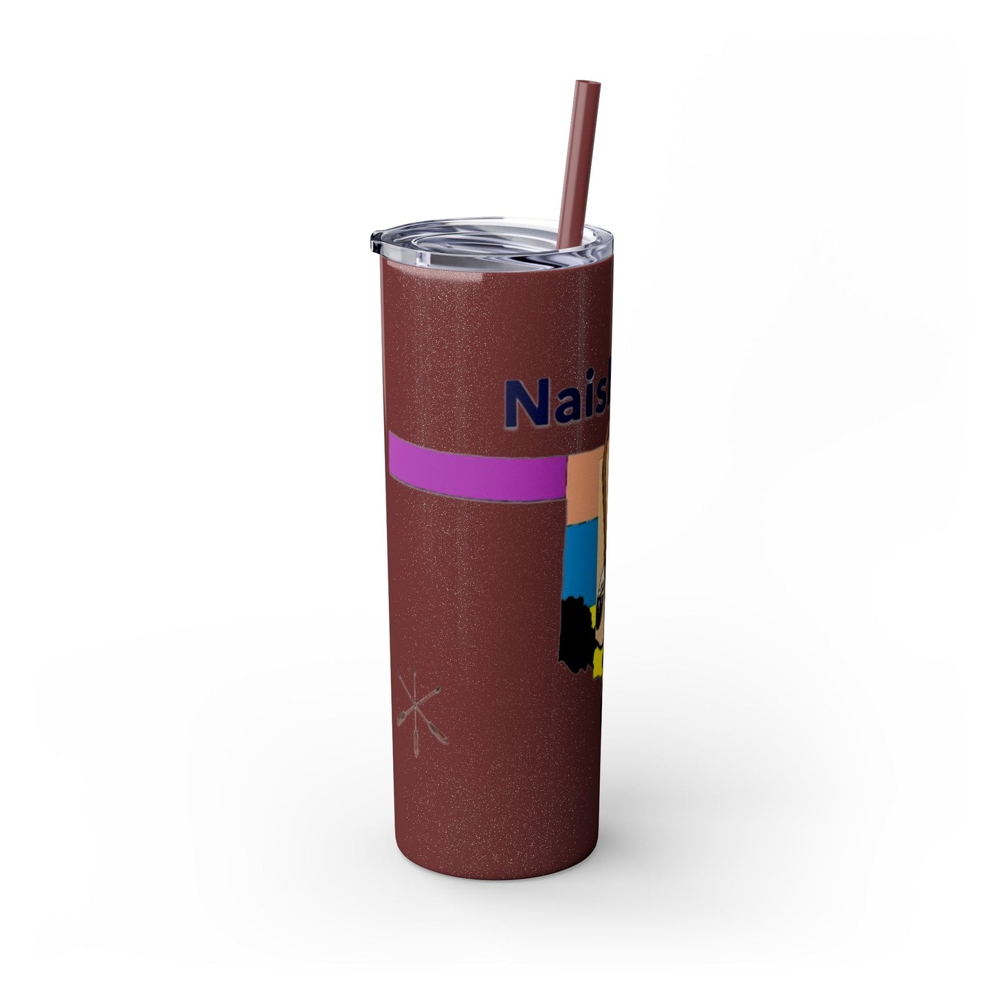 Apache 20oz Skinny Tumbler with Straw — Colorful Retro Design "Naishade"