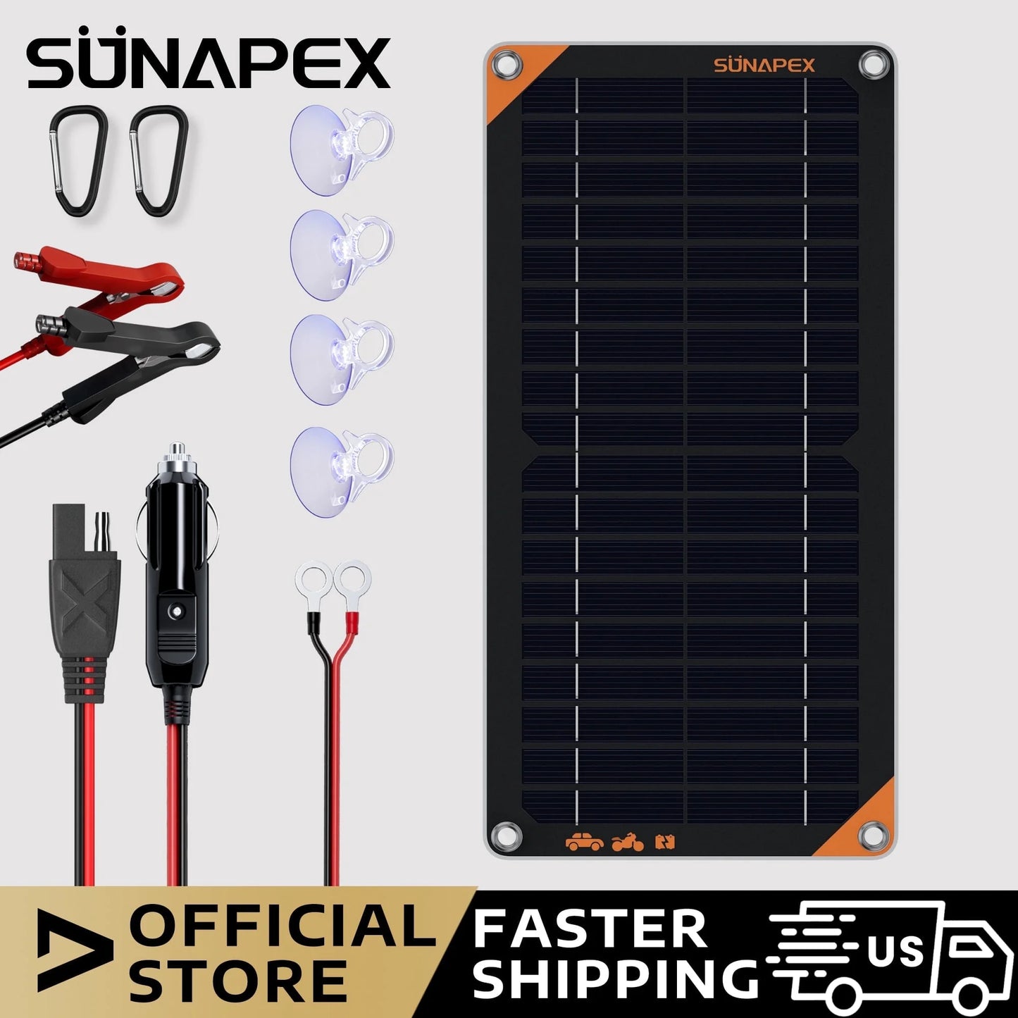 10W Solar Car Battery Trickle Charger & Maintainer, 12V Waterproof Solar Panel Trickle Charger, Portable Solar Panel Kit for Car, Boat, RV, Trailer, Motorcycle, Snowmobile, Etc