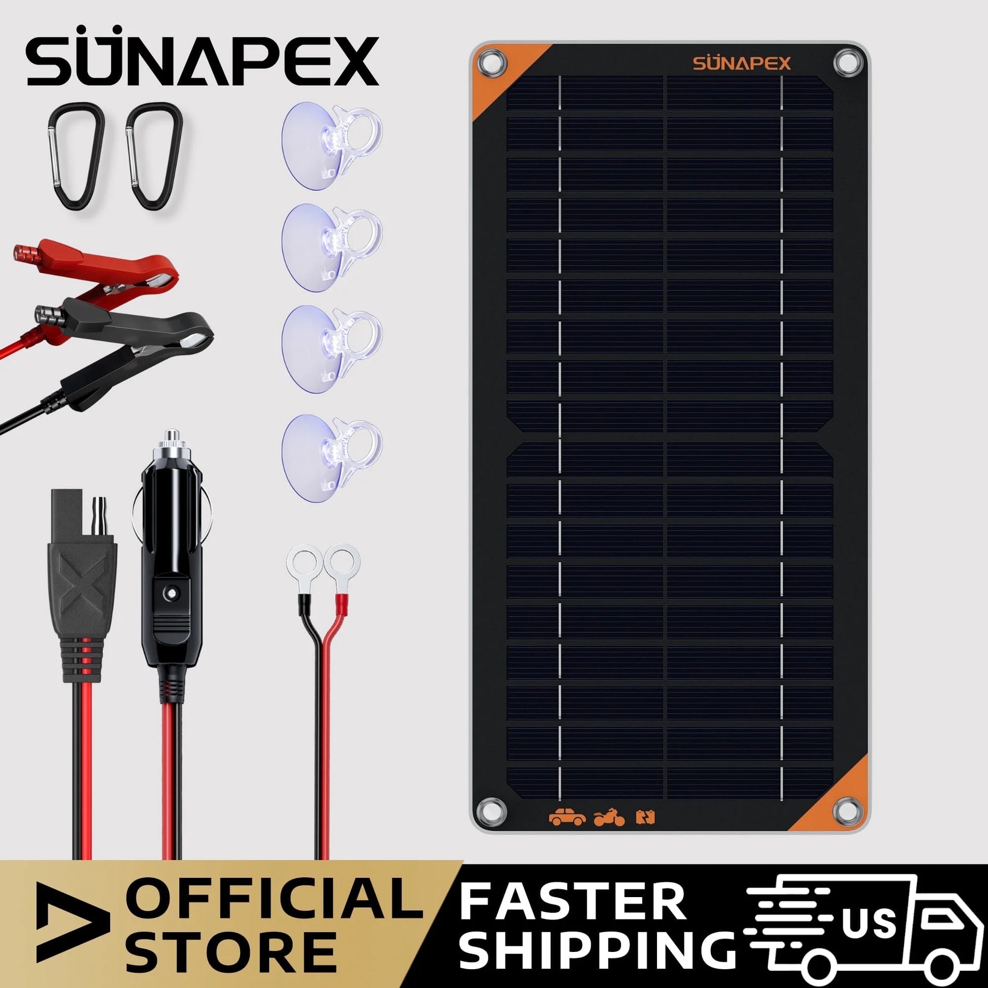 10W Solar Car Battery Trickle Charger & Maintainer, 12V Waterproof Solar Panel Trickle Charger, Portable Solar Panel Kit for Car, Boat, RV, Trailer, Motorcycle, Snowmobile, Etc