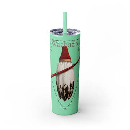 Osage Skinny Tumbler — Native Feather & Pipe Design 20oz Straw Cup