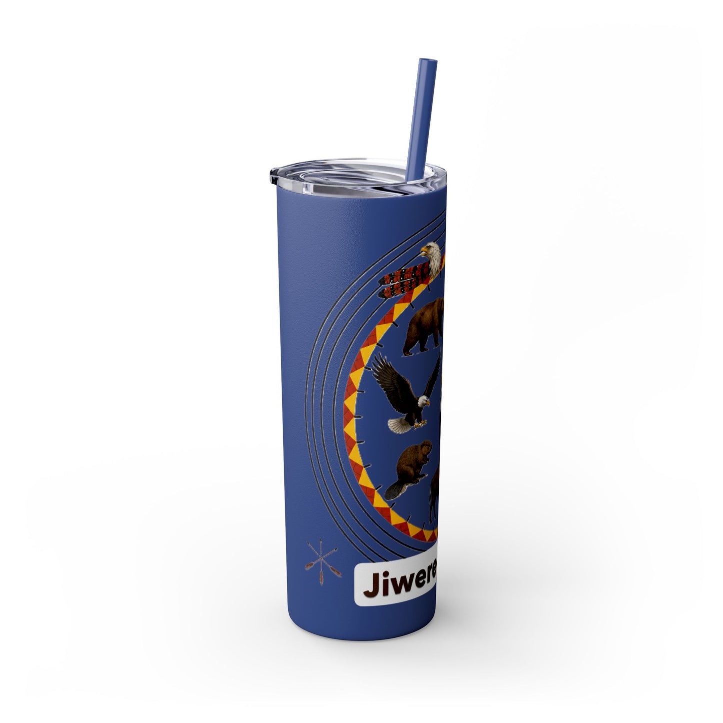 Otoe Missouria Native Animal Medicine Wheel 20oz Skinny Tumbler with Straw