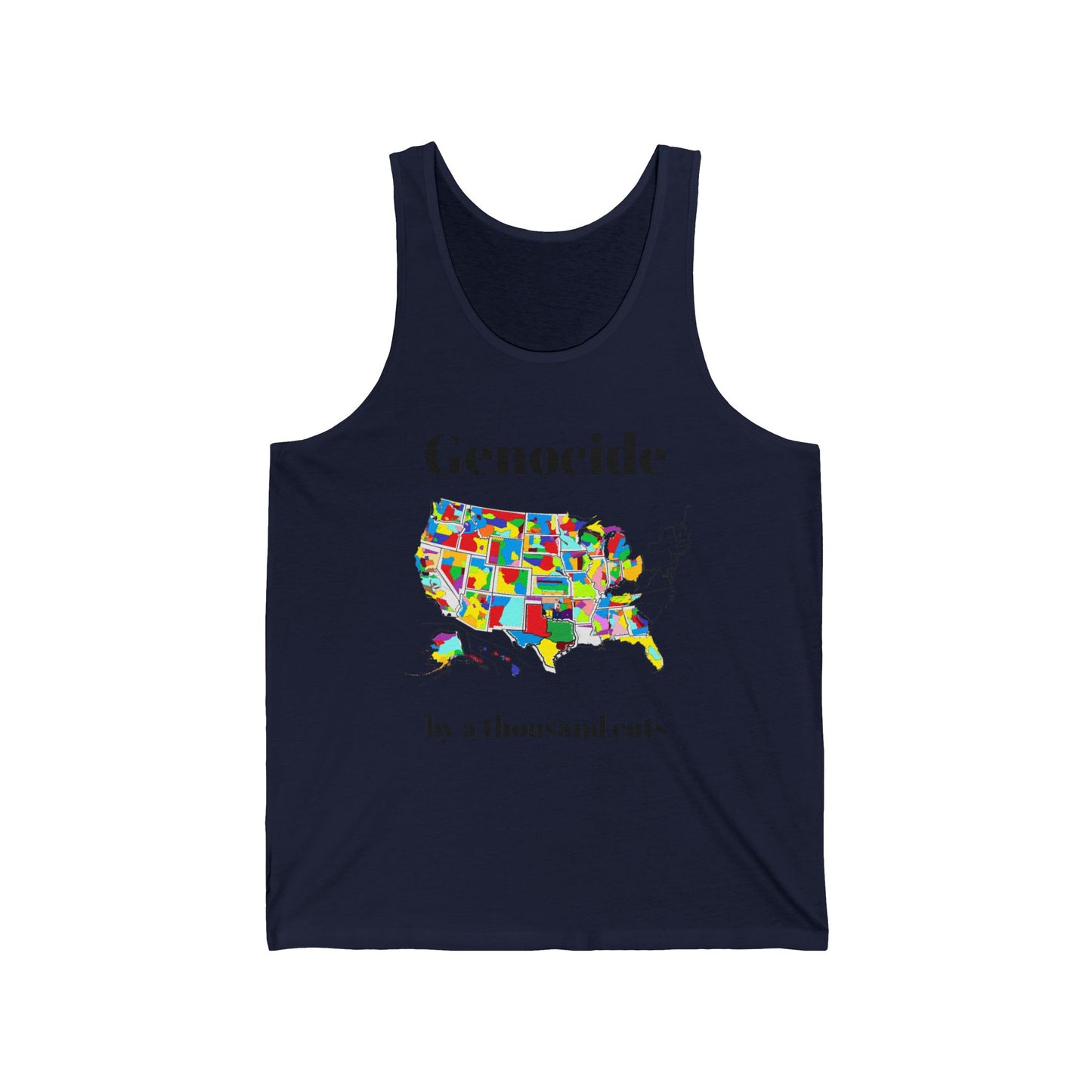 Genocide by a Thousand Cuts USA Map Tank Top — Political Statement Graphic Tank
