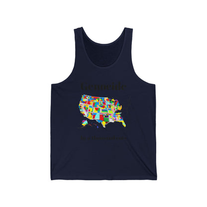 Genocide by a Thousand Cuts USA Map Tank Top — Political Statement Graphic Tank