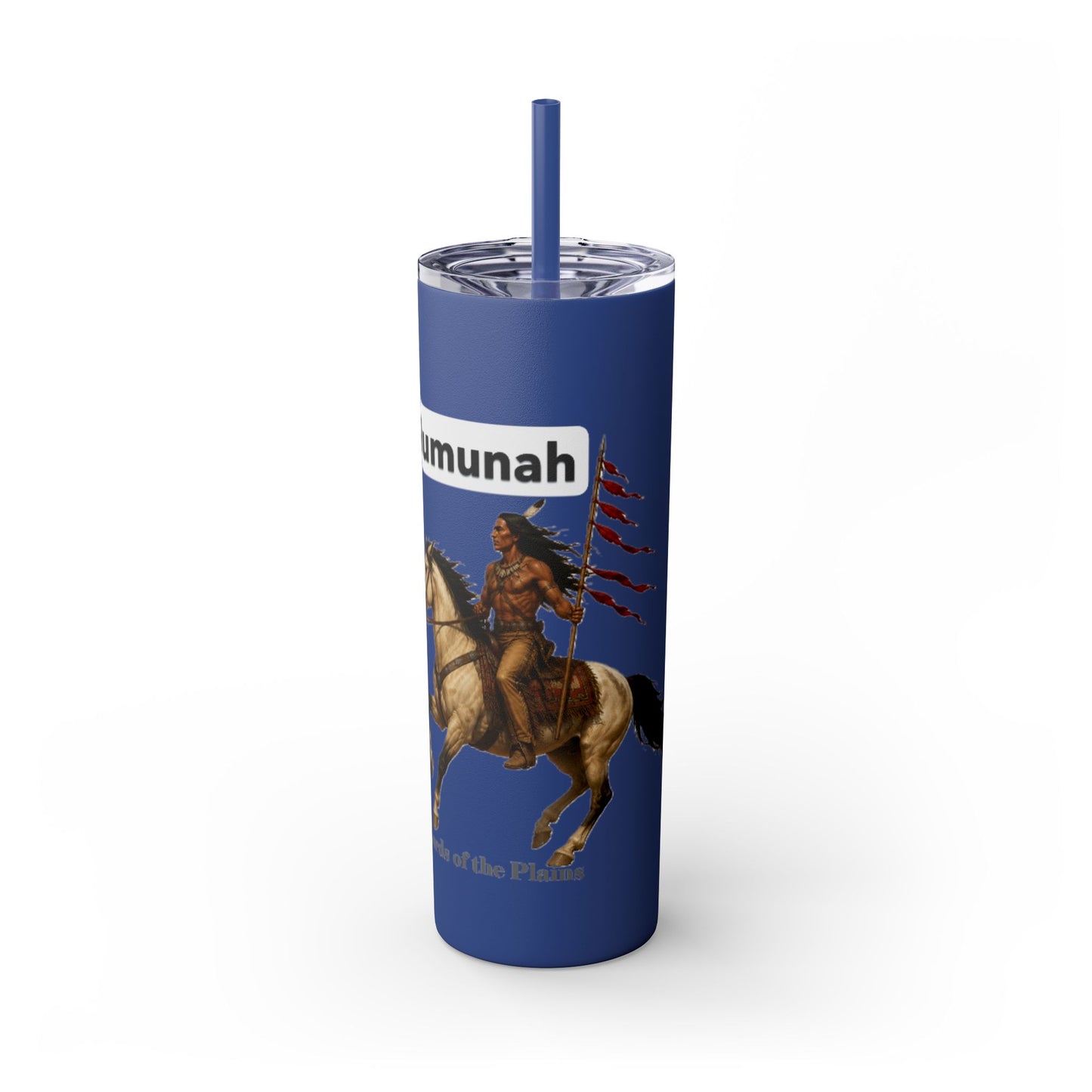 Comanche Numunah Warrior Horse 20oz Skinny Tumbler with Straw — Native American Inspired Travel Cup