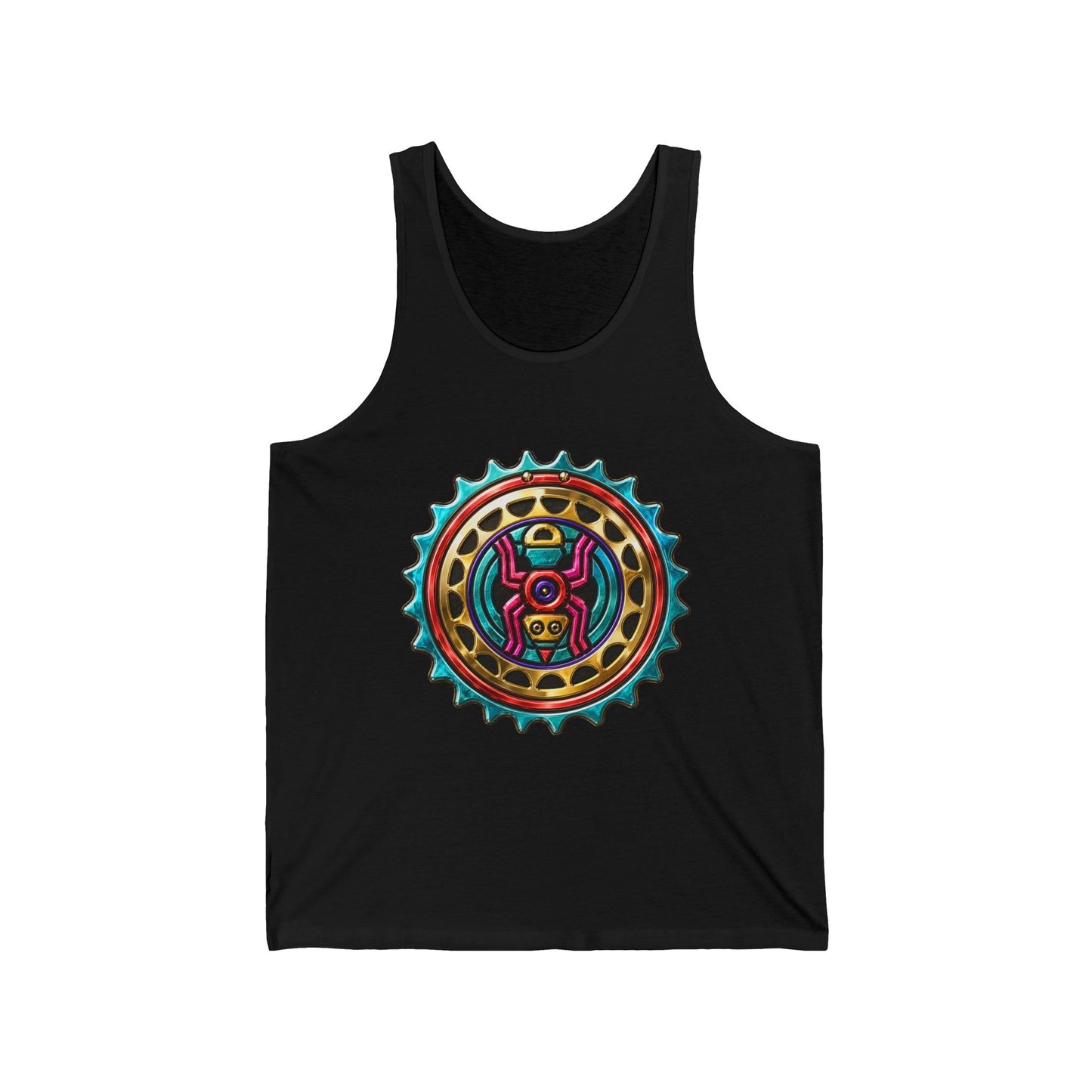 Tribal Gear Tank Top — Colorful Aztec Medallion & Crossed Arrows Graphic