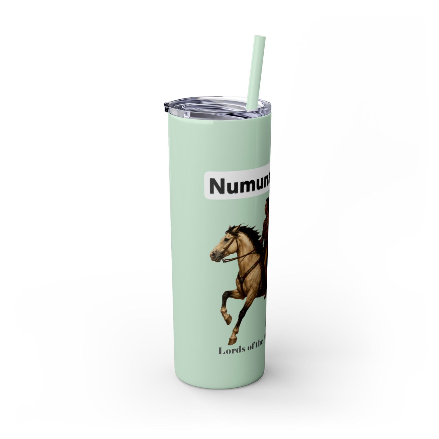 Comanche Numunah Warrior Horse 20oz Skinny Tumbler with Straw — Native American Inspired Travel Cup