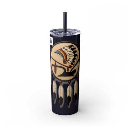 Iowa 20oz Skinny Tumbler with Native Dreamcatcher Design - 'Pahodje' Travel Straw Cup