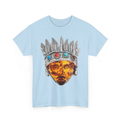Tribal Crown Mask Tee — Vintage Gemstone Headdress Graphic T-Shirt