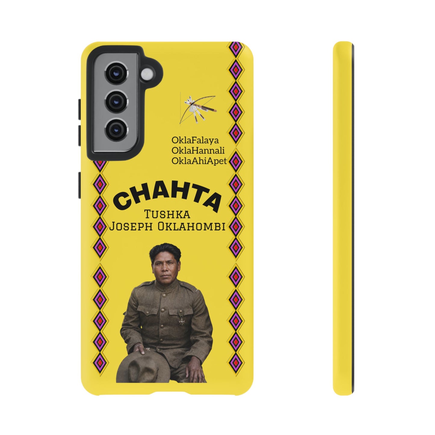 Chahta Tushka Joseph Oklahombi Yellow Phone Case — Native American Tribute Protective Cover