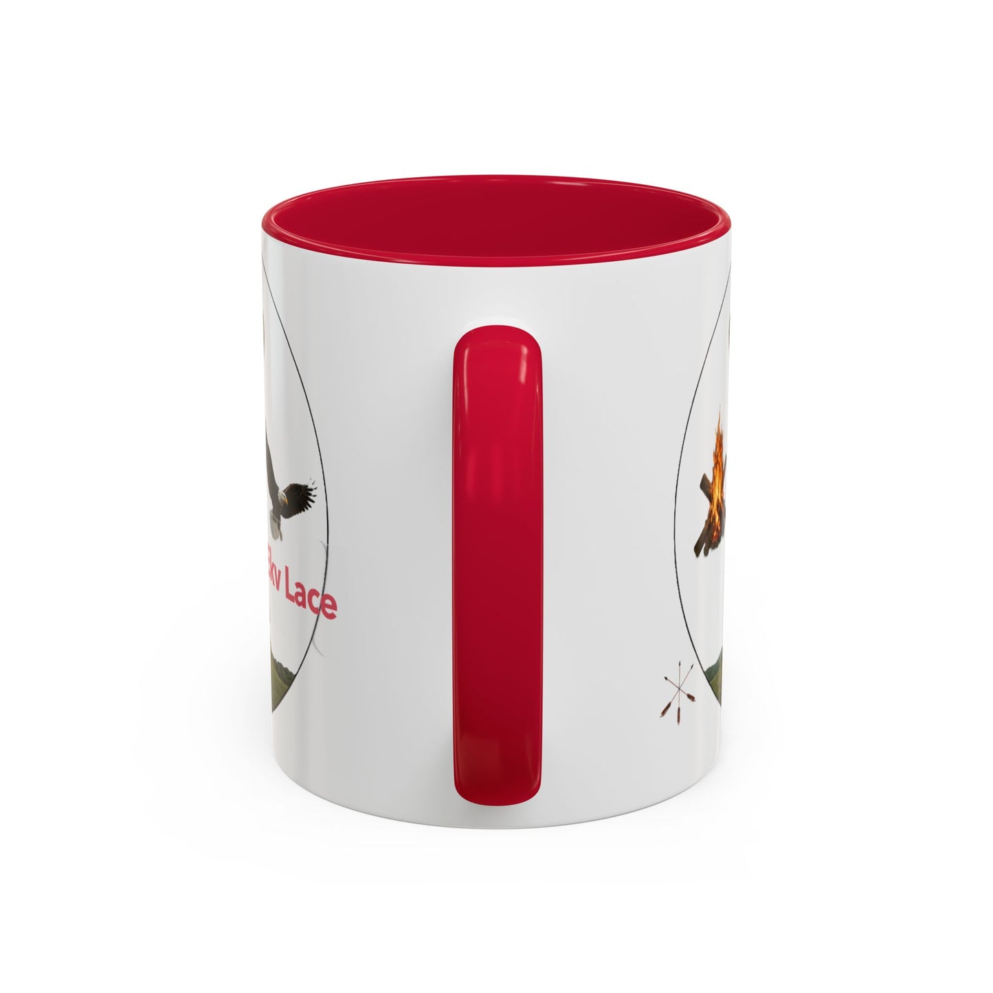 Kialegee Adventure Mug — 'Ekv Lace' Cross, Eagle & Campfire Ceramic Coffee Cup (11oz/15oz)