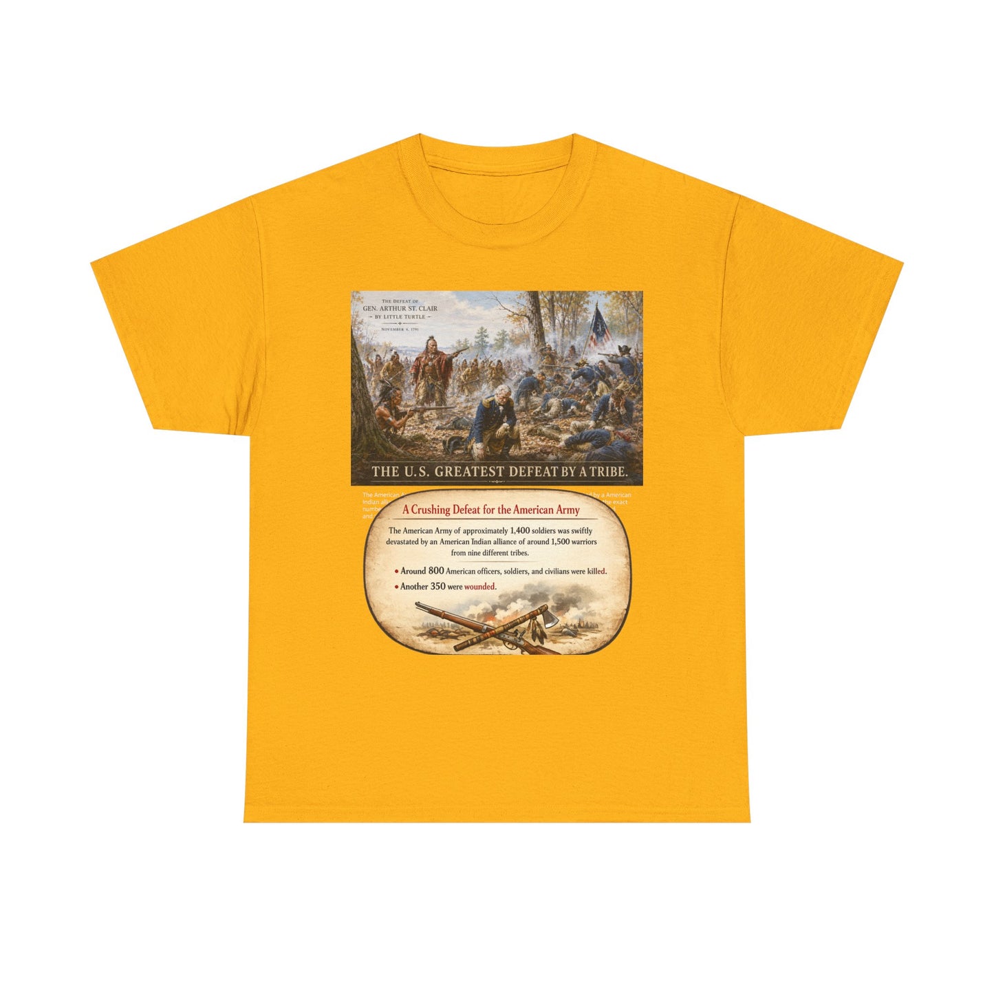 Chief Little Turtle Historical Battle Tee — "The U.S. Greatest Defeat by a Tribe" Cotton T-Shirt