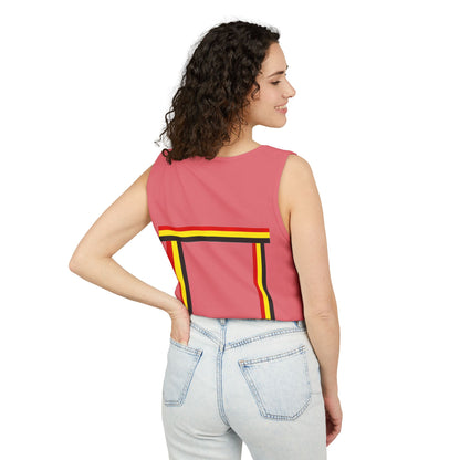 Ribbon shirt inspired Tank Top — Red Black Gold Striped Graphic Tank