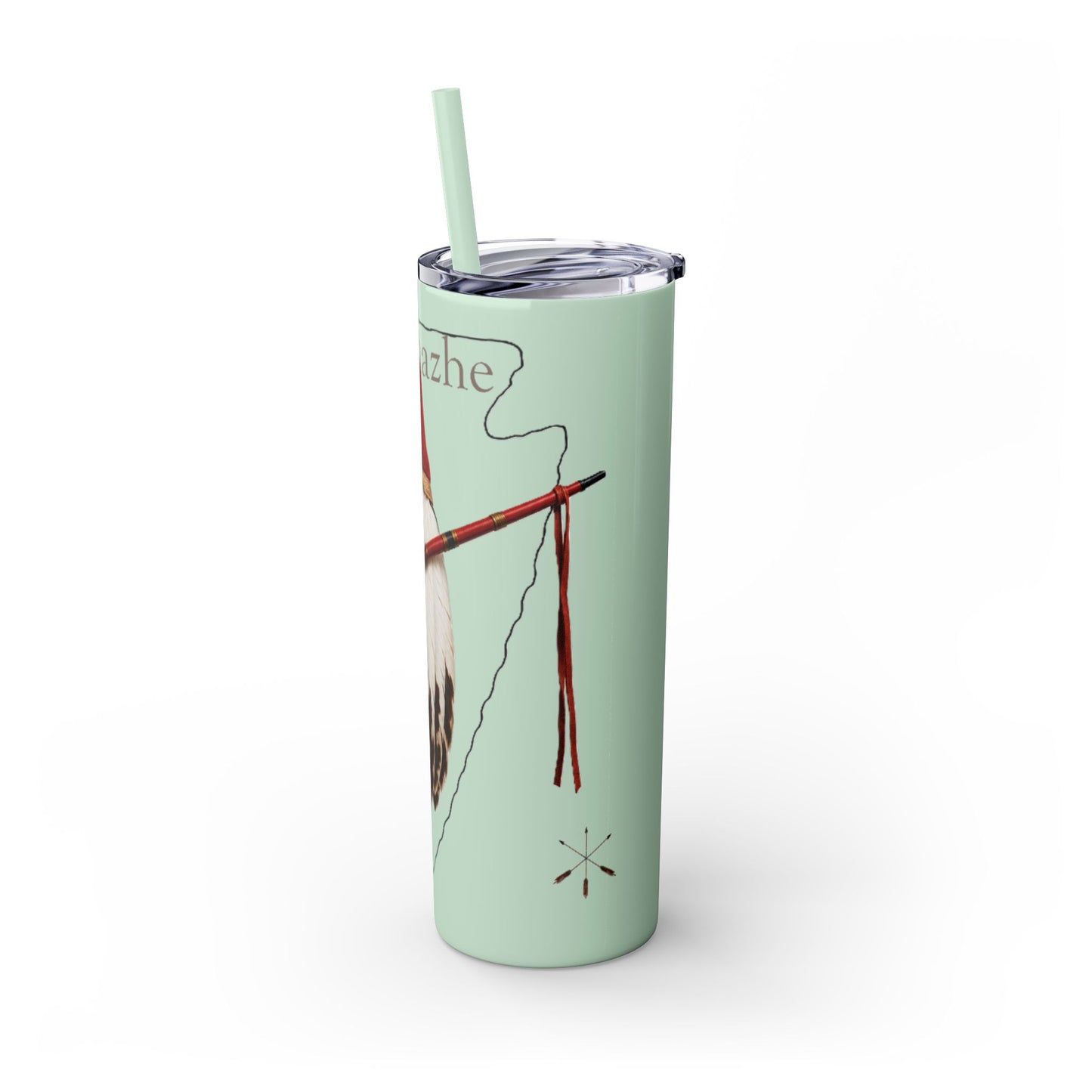 Osage Skinny Tumbler — Native Feather & Pipe Design 20oz Straw Cup