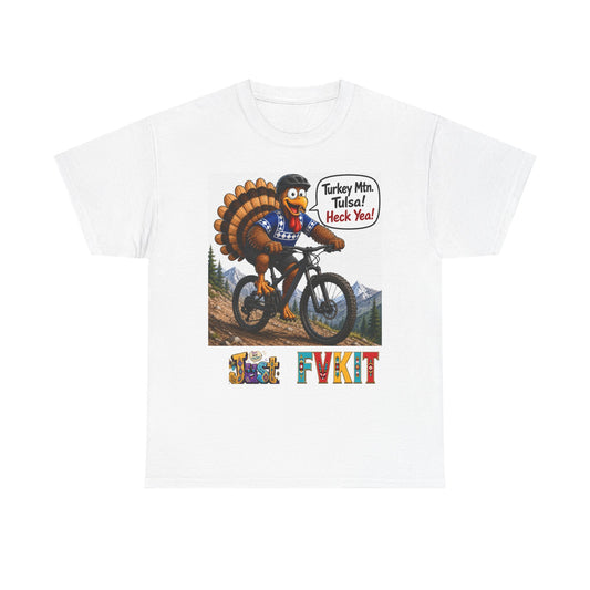 Turkey Mountain Biker Tee — 'Turkey Mtn Tulsa! Heck Yeah!' Graphic T-Shirt