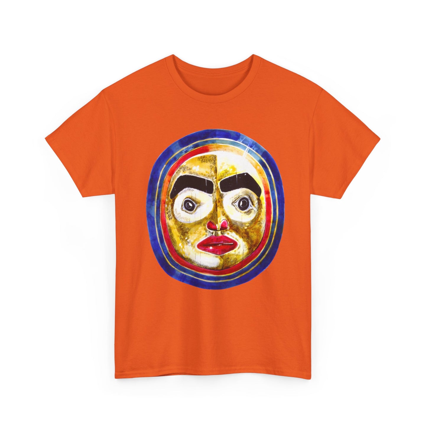 Moon Mask Art Tee — Colorful Surreal Face Graphic T-Shirt