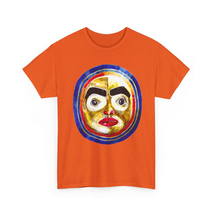 Moon Mask Art Tee — Colorful Surreal Face Graphic T-Shirt