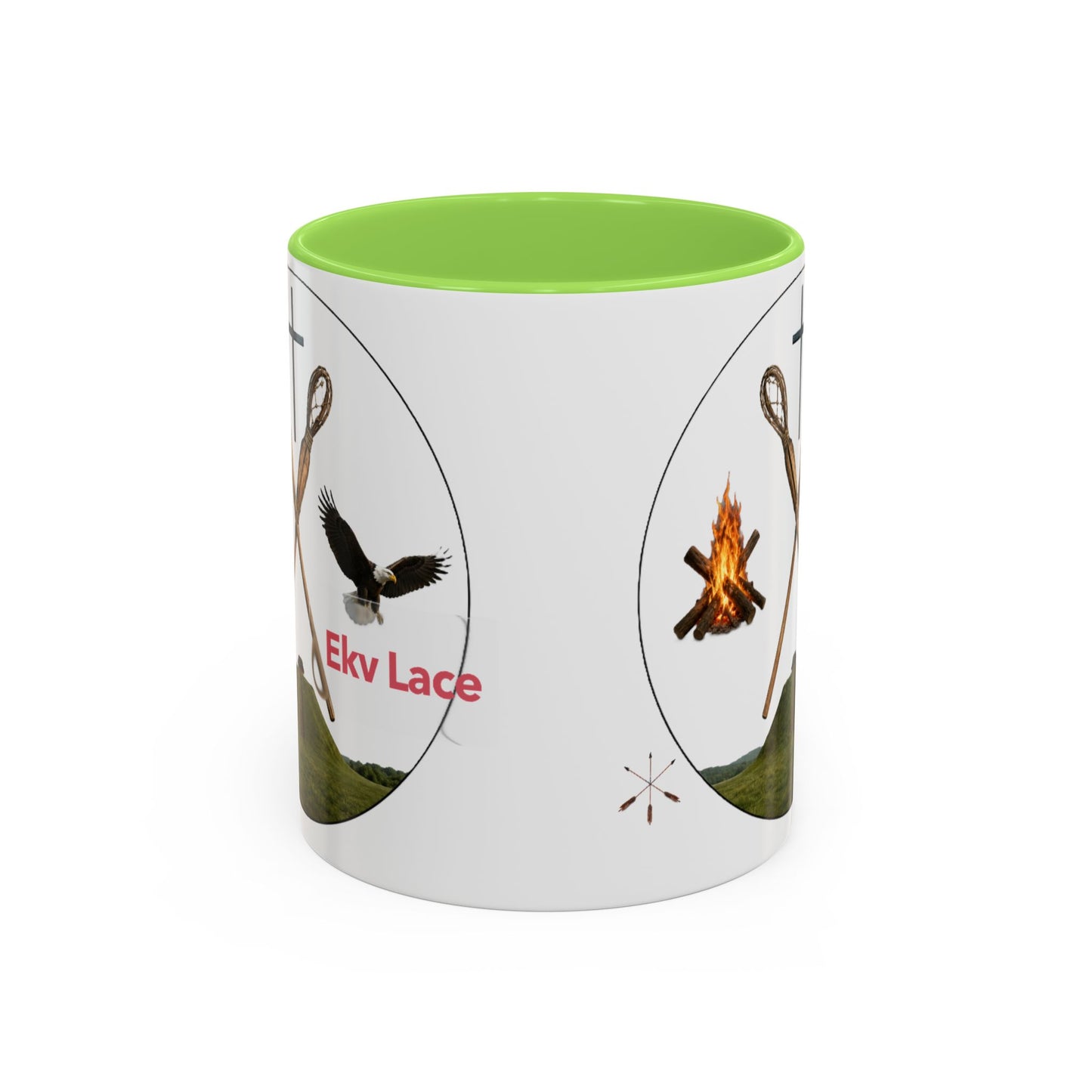 Kialegee Adventure Mug — 'Ekv Lace' Cross, Eagle & Campfire Ceramic Coffee Cup (11oz/15oz)