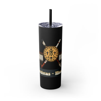 Cheyenne Arapaho 20oz Skinny Tumbler — Native American Shield & Arrows Design (Tsistsistas - Hinono'eitiit)