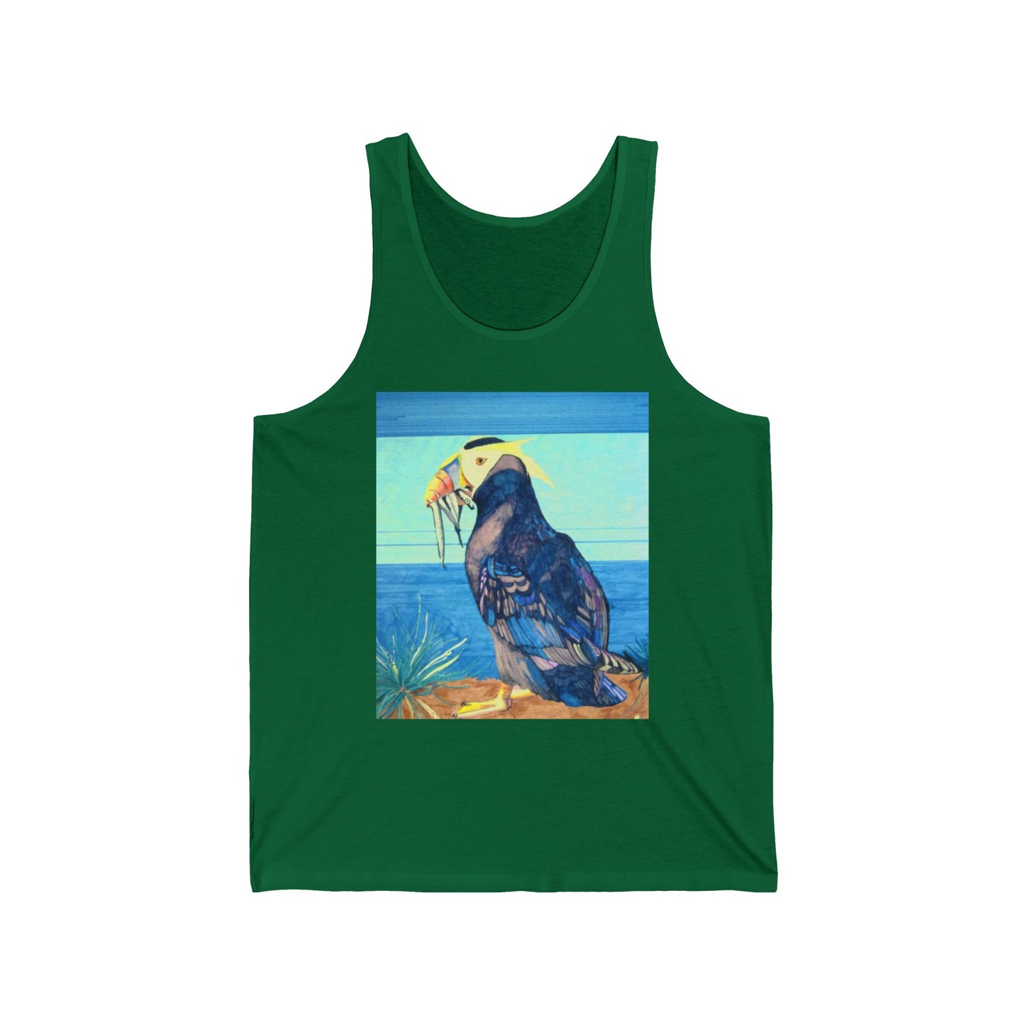 Puffin Beach Tank Top — Colorful Coastal Bird Illustration Tank