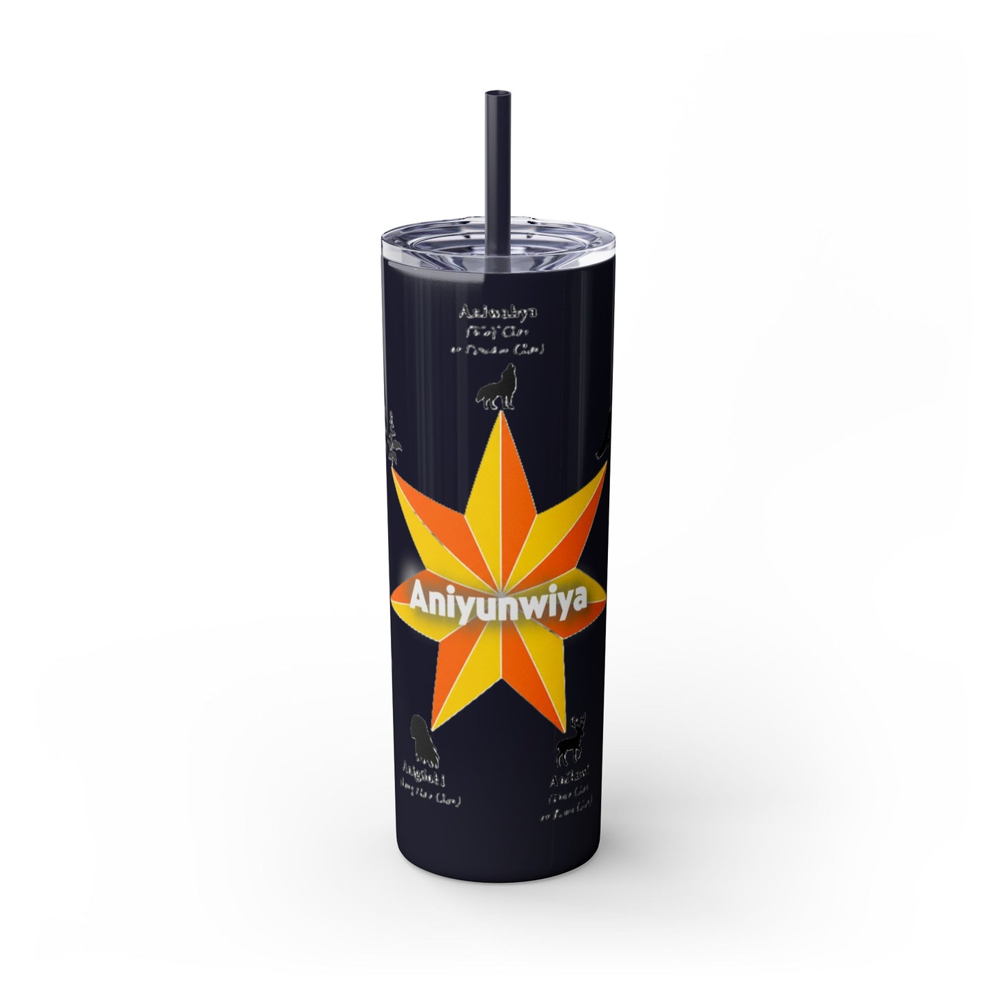 Cherokee 20oz Skinny Tumbler - Aniyunwiya Star Design with Straw