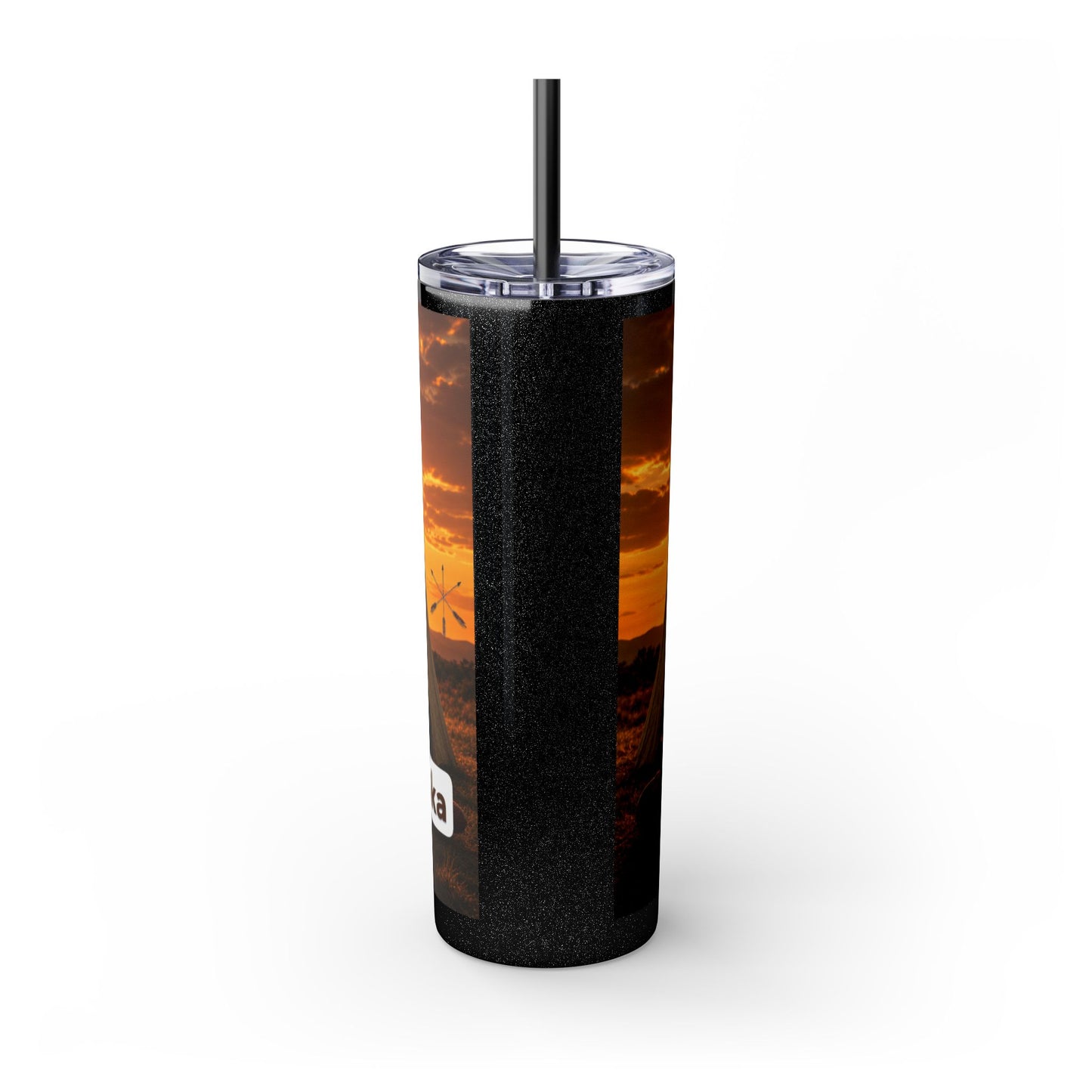 Ponca Sunset Teepee Skinny Tumbler — 20oz Insulated Straw Cup