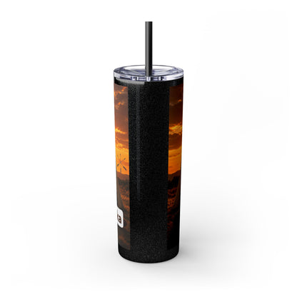 Ponca Sunset Teepee Skinny Tumbler — 20oz Insulated Straw Cup