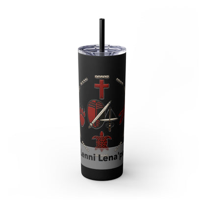 Delaware East Personalized 20oz Skinny Tumbler with Straw — Custom Name Tribal Crest Design