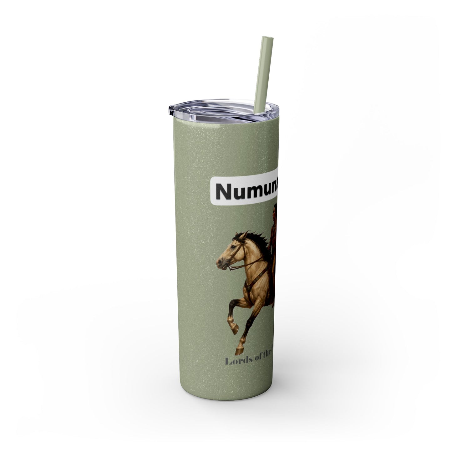 Comanche Numunah Warrior Horse 20oz Skinny Tumbler with Straw — Native American Inspired Travel Cup