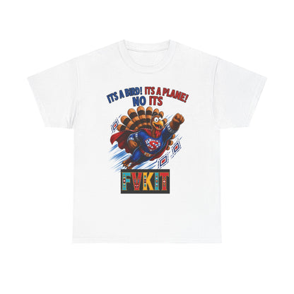 Turkey Superhero "It's a Bird! It's a Plane! No It's" with Arrow Back Print