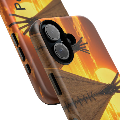 Ponca Sunset Tipi Phone Case — Personalized Native Teepee Landscape