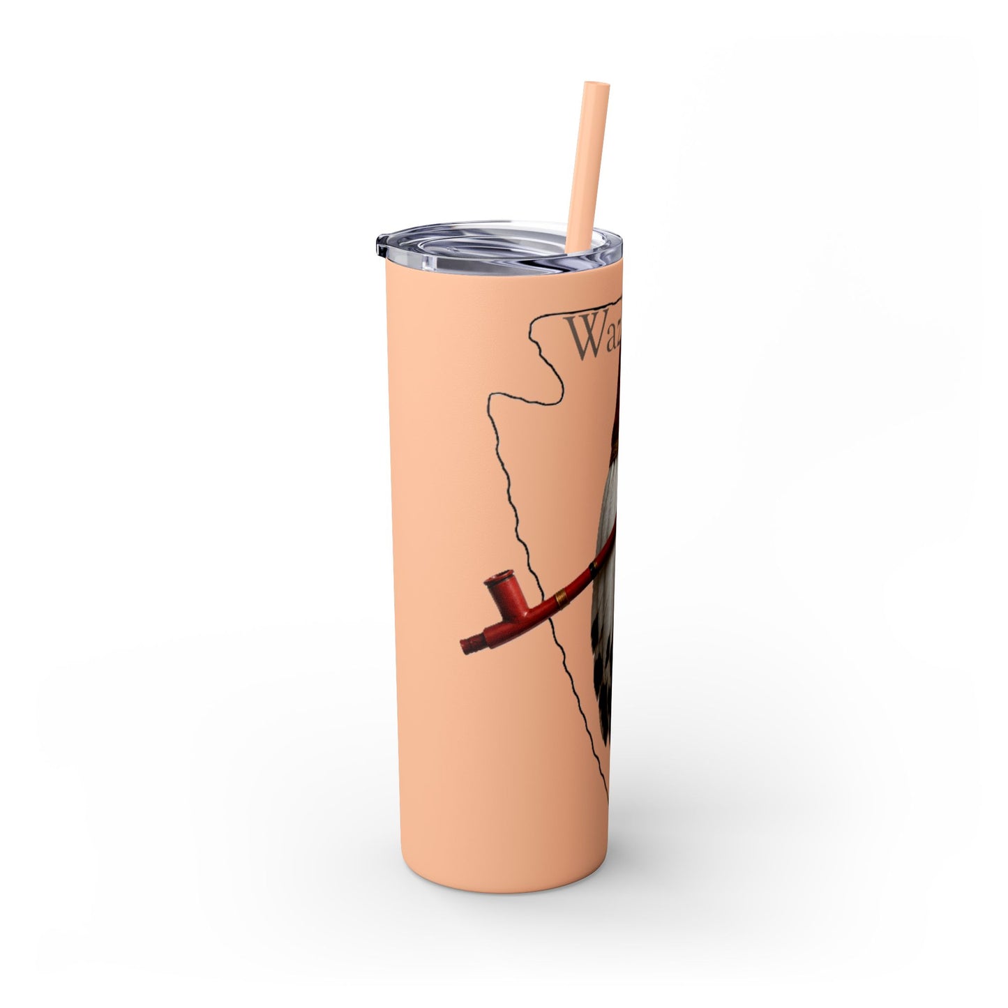 Osage Skinny Tumbler — Native Feather & Pipe Design 20oz Straw Cup