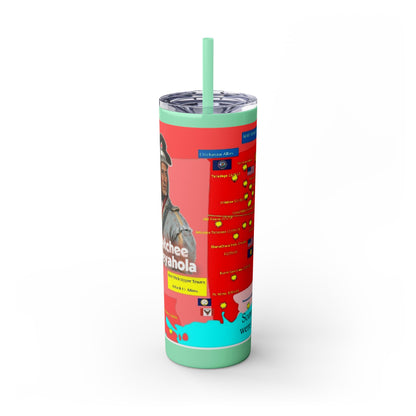 Opothleyahola Skinny Tumbler – Colorful Native American Portrait Design, 20oz Stainless Straw Cup