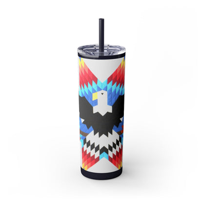 Onci 20oz Skinny Tumbler - Geometric Thunderbird Design, Insulated Travel Cup with Straw