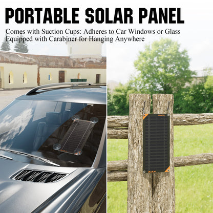 10W Solar Car Battery Trickle Charger & Maintainer, 12V Waterproof Solar Panel Trickle Charger, Portable Solar Panel Kit for Car, Boat, RV, Trailer, Motorcycle, Snowmobile, Etc
