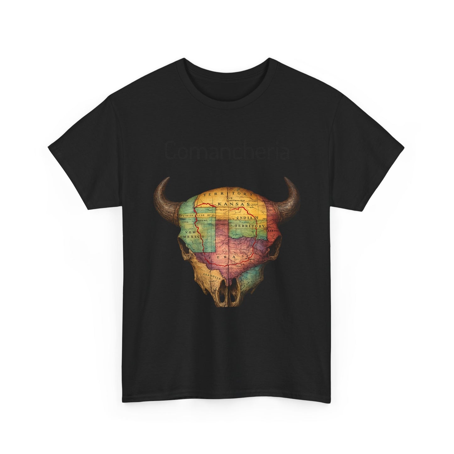 Comancheria Buffalo Skull T-Shirt — Western Map Graphic Tee