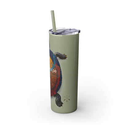 Delaware West Turtle Skinny Tumbler 20oz — Colorful Sea Turtle Travel Cup with Straw