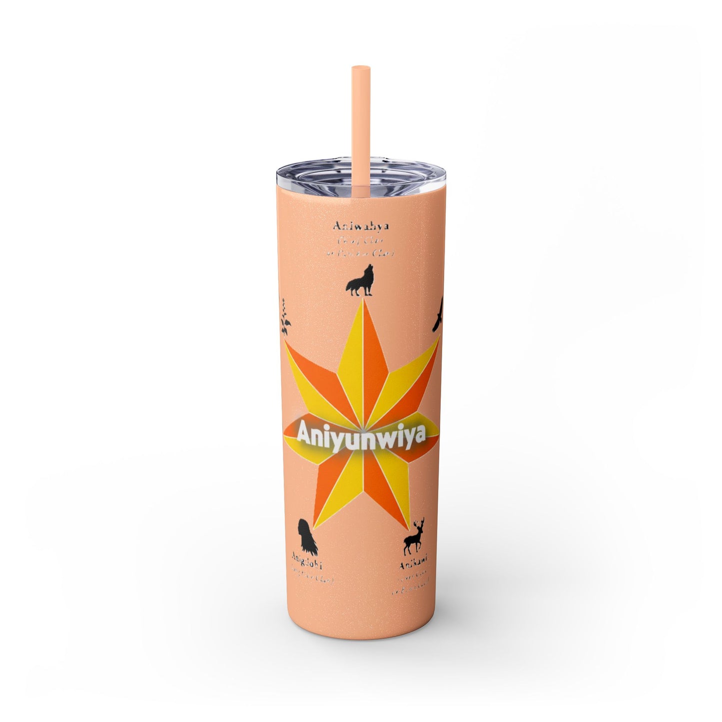 Cherokee 20oz Skinny Tumbler - Aniyunwiya Star Design with Straw