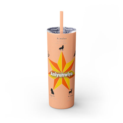 Cherokee 20oz Skinny Tumbler - Aniyunwiya Star Design with Straw