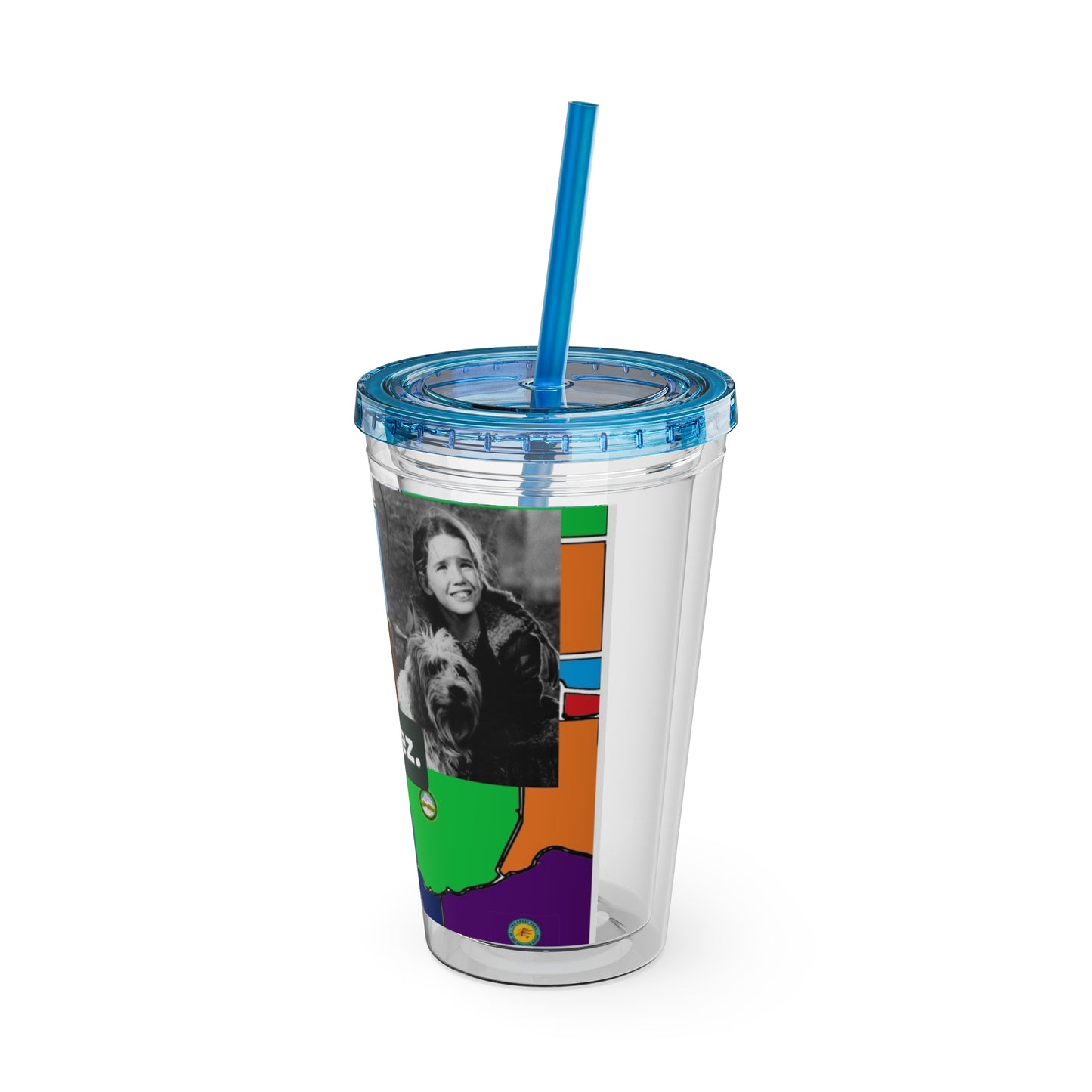 Sunsplash 16oz Tumbler with Straw — 'Half-Pint Illegally on Osage Rez' Graphic