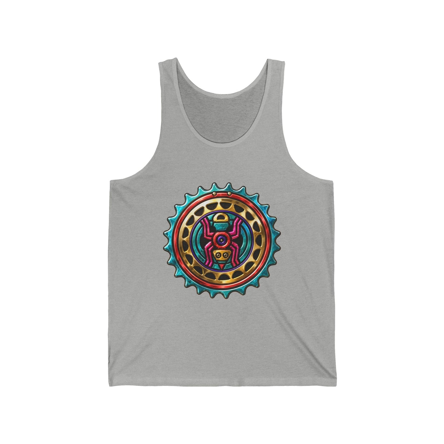 Tribal Gear Tank Top — Colorful Aztec Medallion & Crossed Arrows Graphic